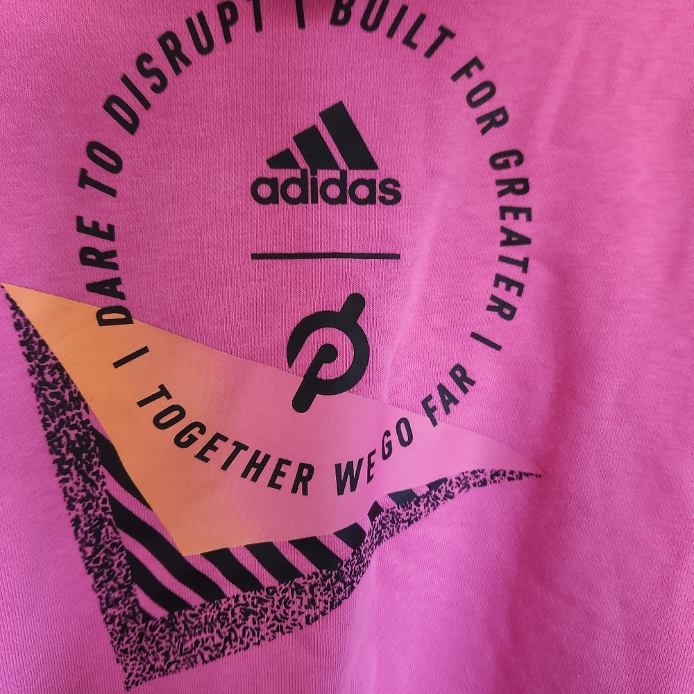 Adidas Cropped Oversized Hoodie XL 20/22 Pink Athleisure Street Style - Picture 11 of 12